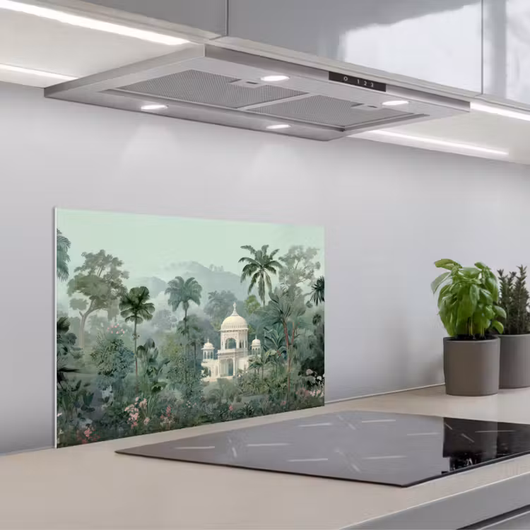 Kitchen splashback for hob - Tropical garden - Dome building - Flowers — 1