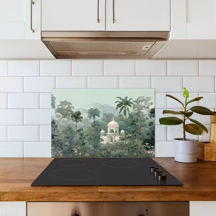 Kitchen splashback for hob - Tropical garden - Dome building - Flowers — 3