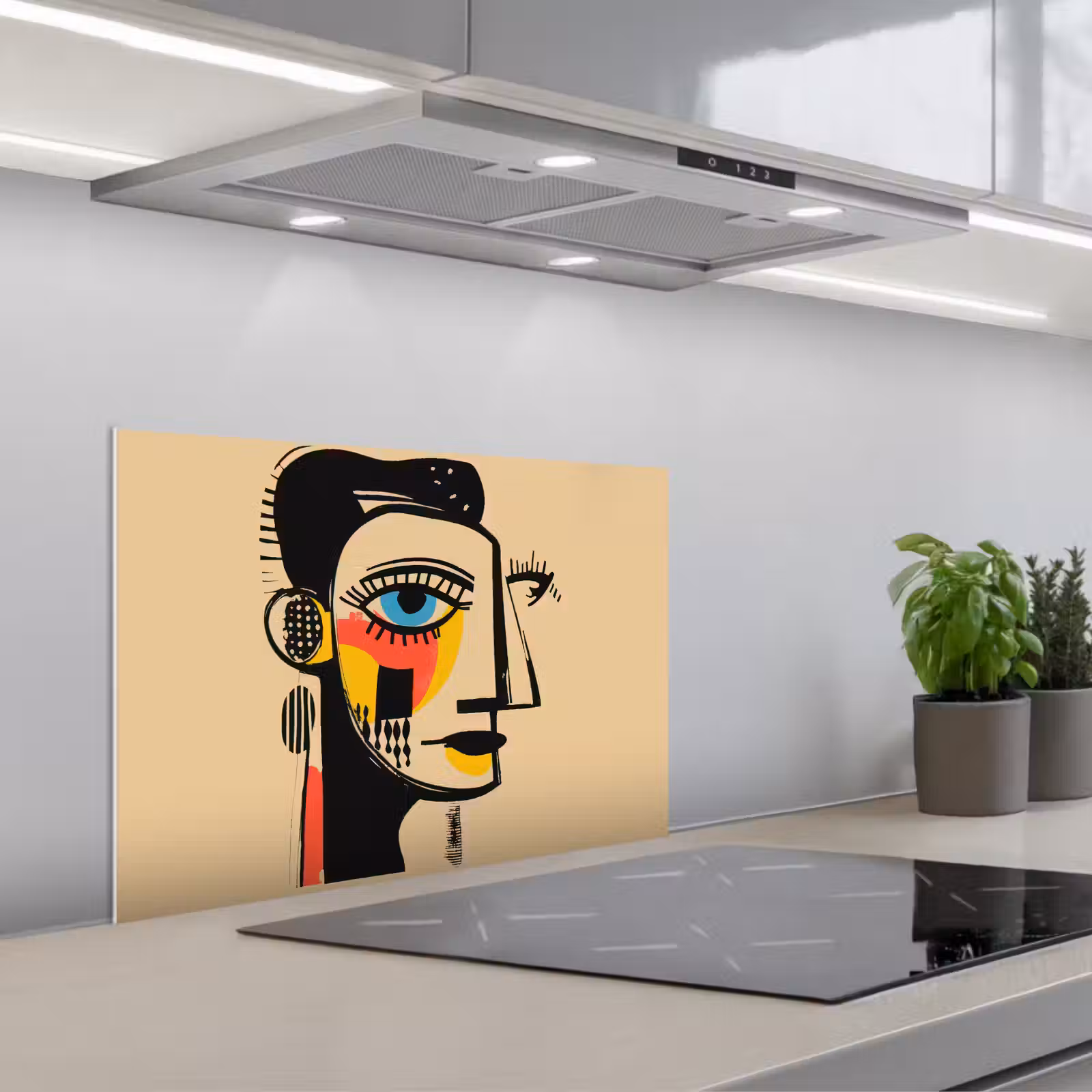 Kitchen splashback for hob - Geometric - Bright colors - Cubist style — 1
