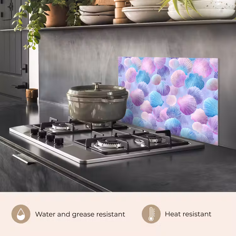 Kitchen splashback for hob - Shells - Purple - Blue - Pattern — 2