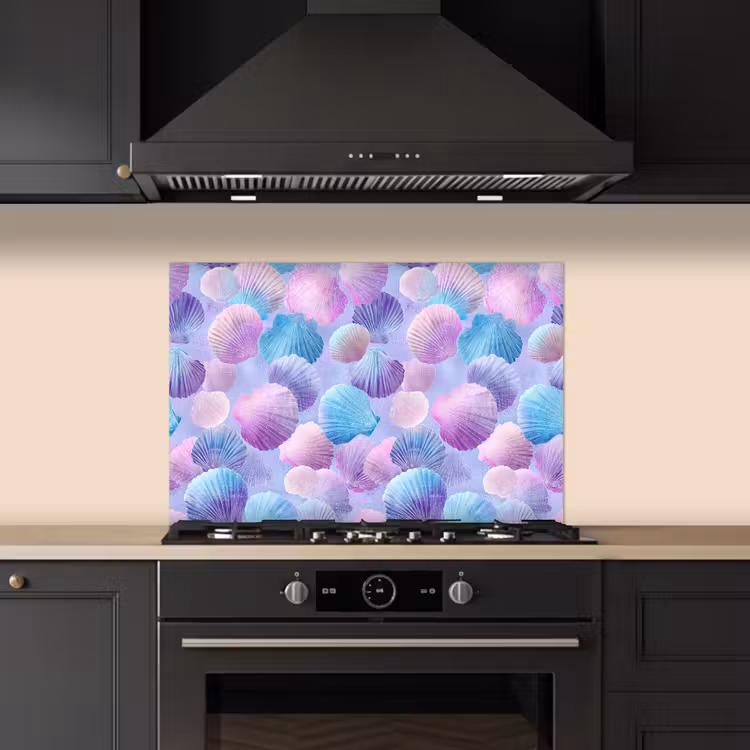 Kitchen splashback for hob - Shells - Purple - Blue - Pattern — 5
