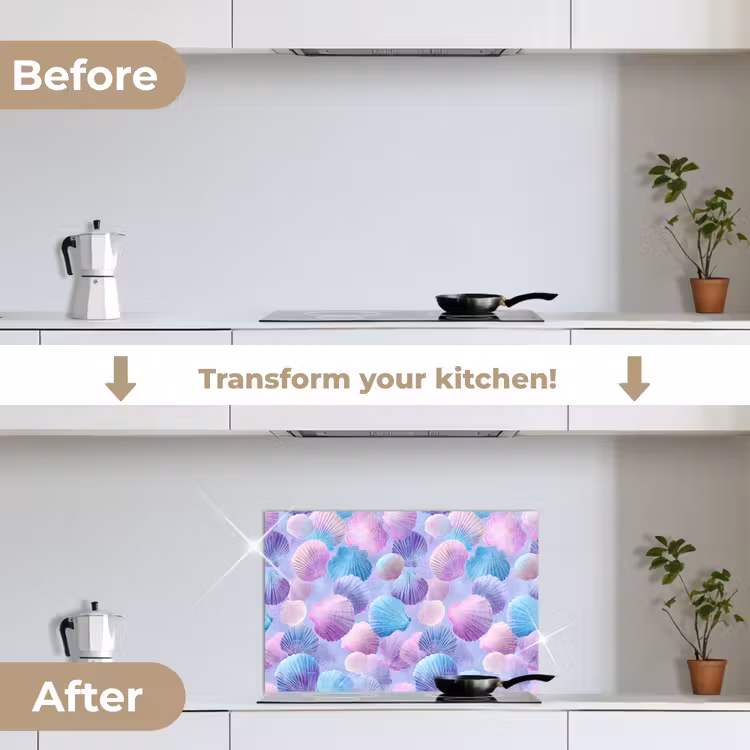 Kitchen splashback for hob - Shells - Purple - Blue - Pattern — 7