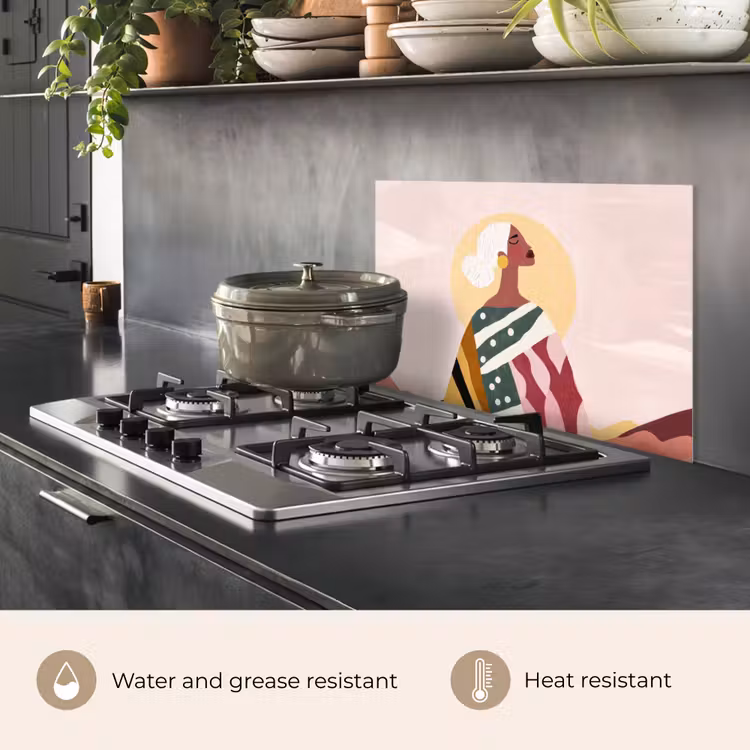Kitchen splashback for hob - Woman - Sun - Colorful — 2