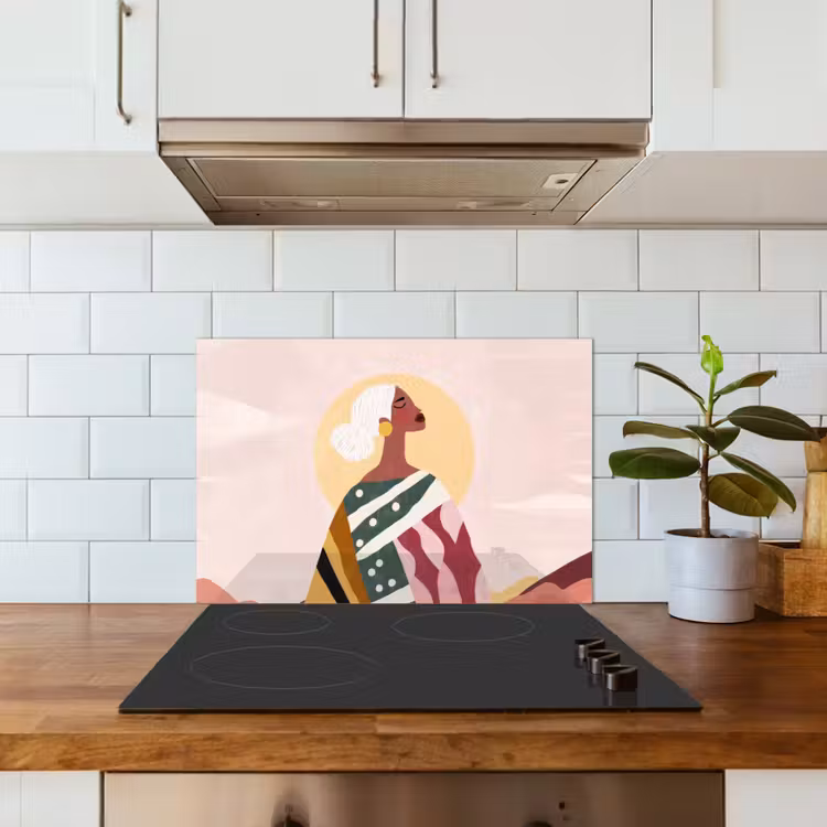 Kitchen splashback for hob - Woman - Sun - Colorful — 3