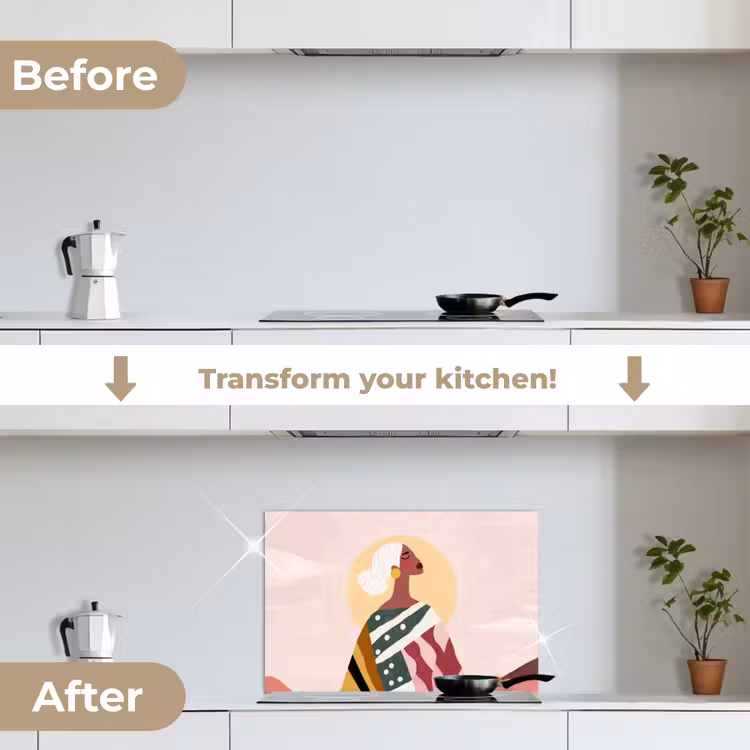 Kitchen splashback for hob - Woman - Sun - Colorful — 7