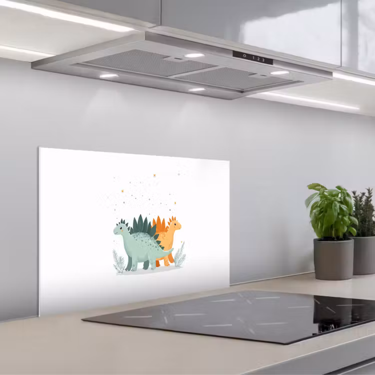 Kitchen splashback for hob - Plants - Stars - Dinosaurs - Orange — 1