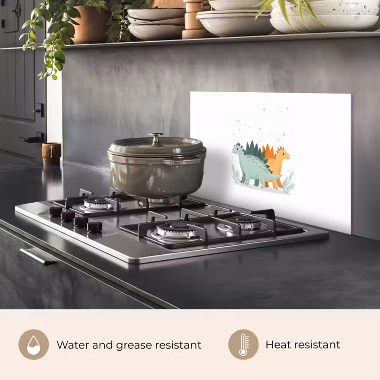Kitchen splashback for hob - Plants - Stars - Dinosaurs - Orange — 2