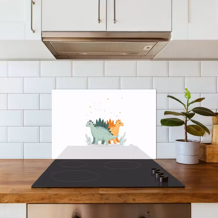 Kitchen splashback for hob - Plants - Stars - Dinosaurs - Orange — 3
