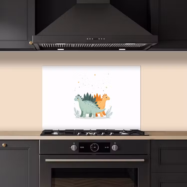 Kitchen splashback for hob - Plants - Stars - Dinosaurs - Orange — 5