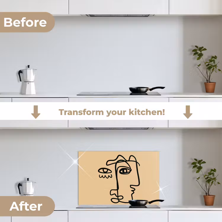 Kitchen splashback for hob - Overlapping profiles - Light brown - Black — 7