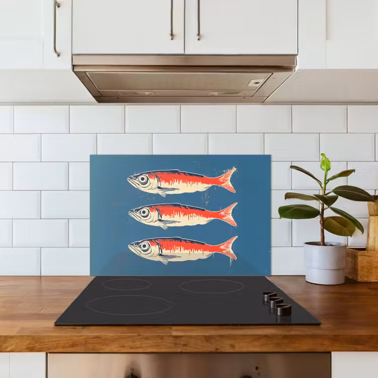 Kitchen splashback for hob - Pisces - Red - Blue — 3