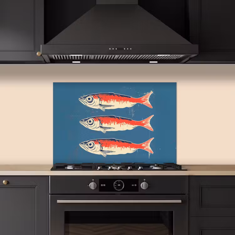 Kitchen splashback for hob - Pisces - Red - Blue — 5