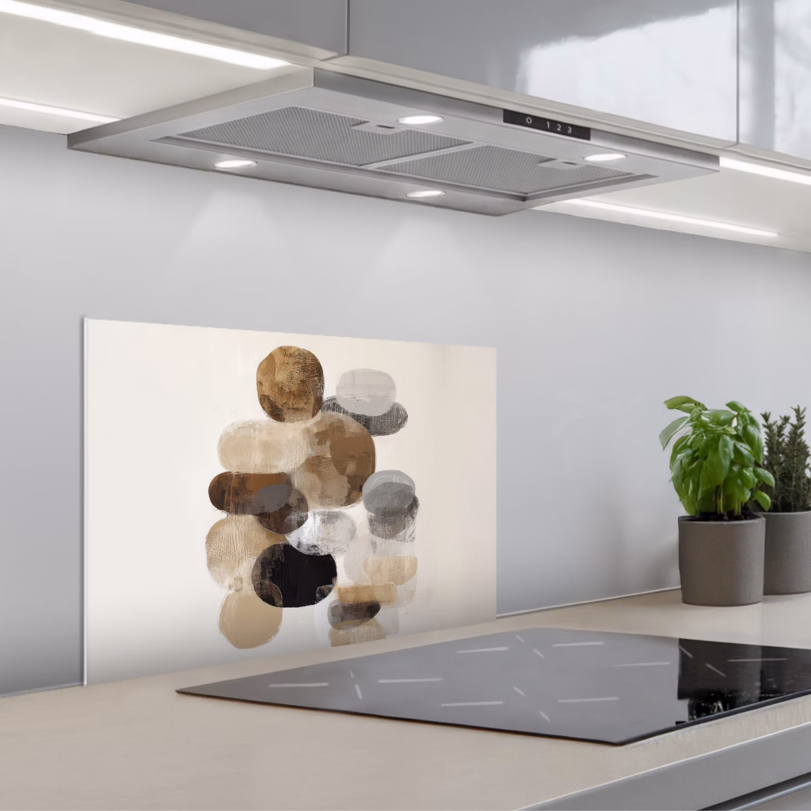 Kitchen splashback for hob - Oval - Color areas - Brush strokes — 1