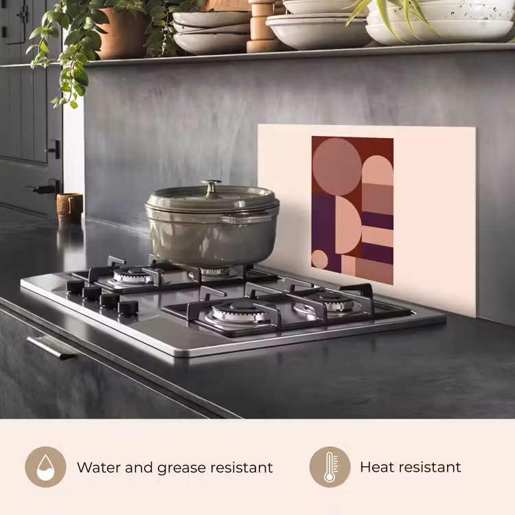 Kitchen splashback for hob - Geometric - Circles - Red — 2