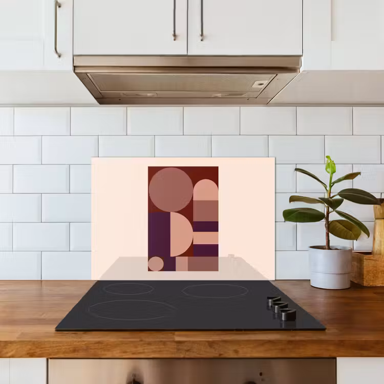Kitchen splashback for hob - Geometric - Circles - Red — 3
