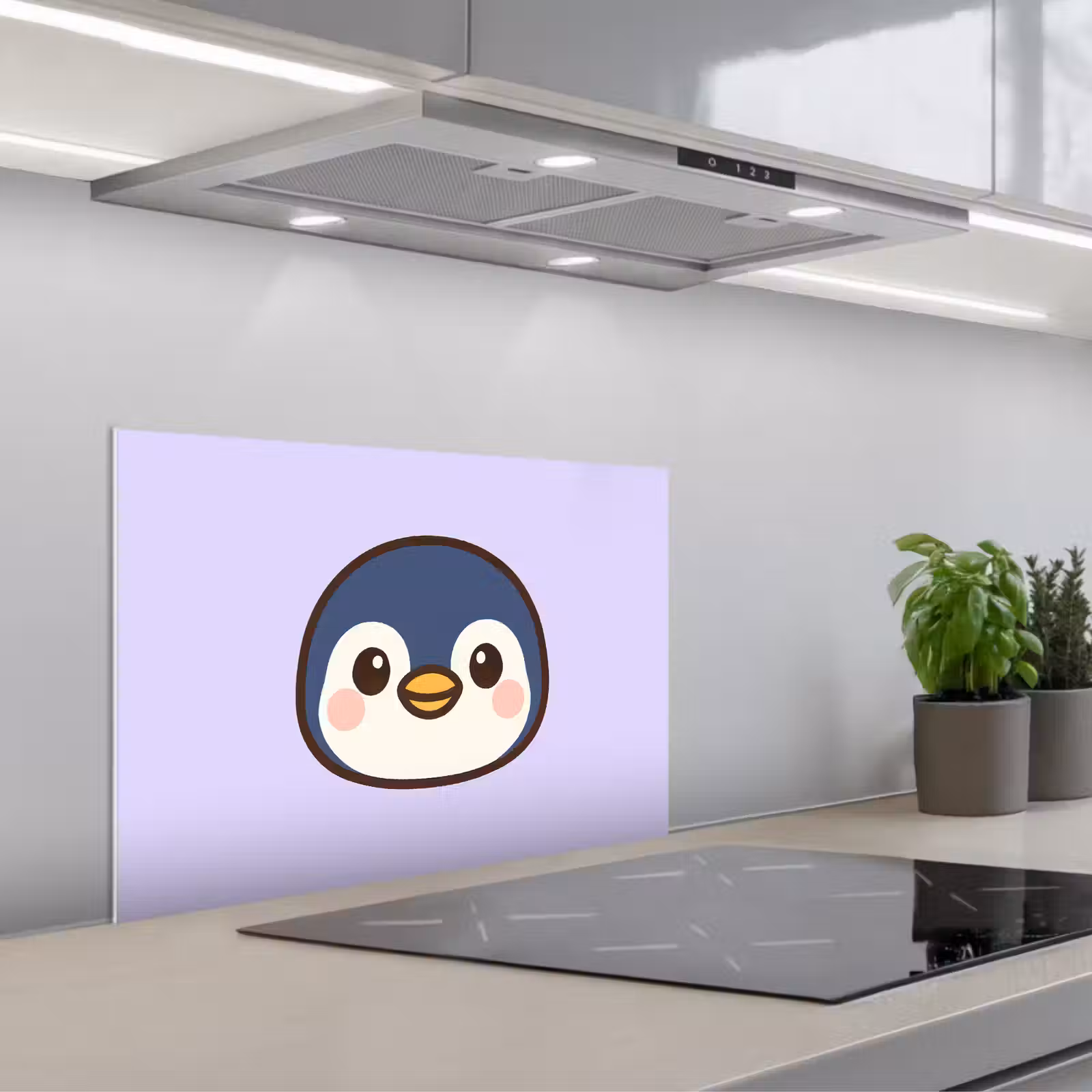 Kitchen splashback for hob - Penguin - Purple - Cute — 1