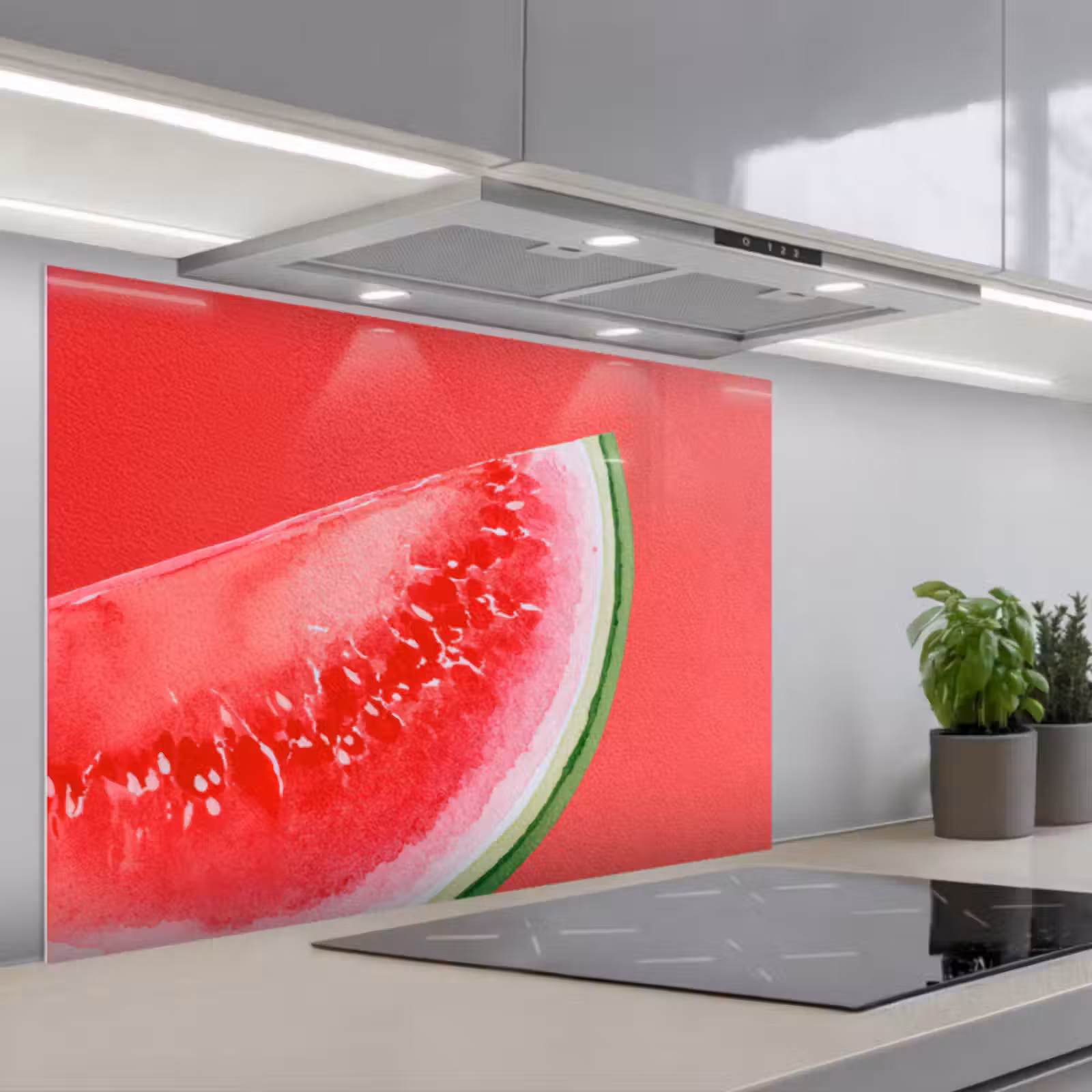 Kitchen splashback for hob - Watermelon - Red - Summery — 1