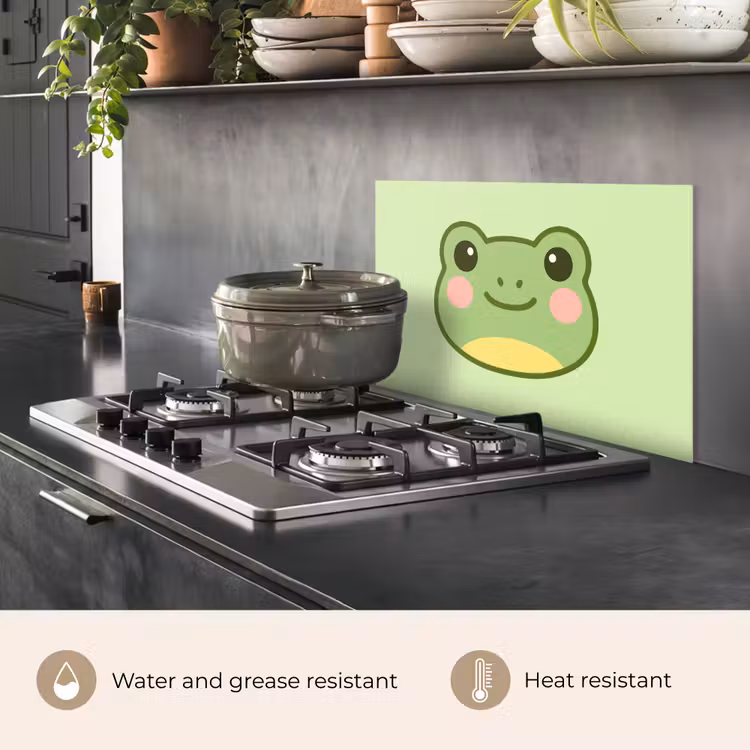 Kitchen splashback for hob - Frog - Green - Kindness — 2