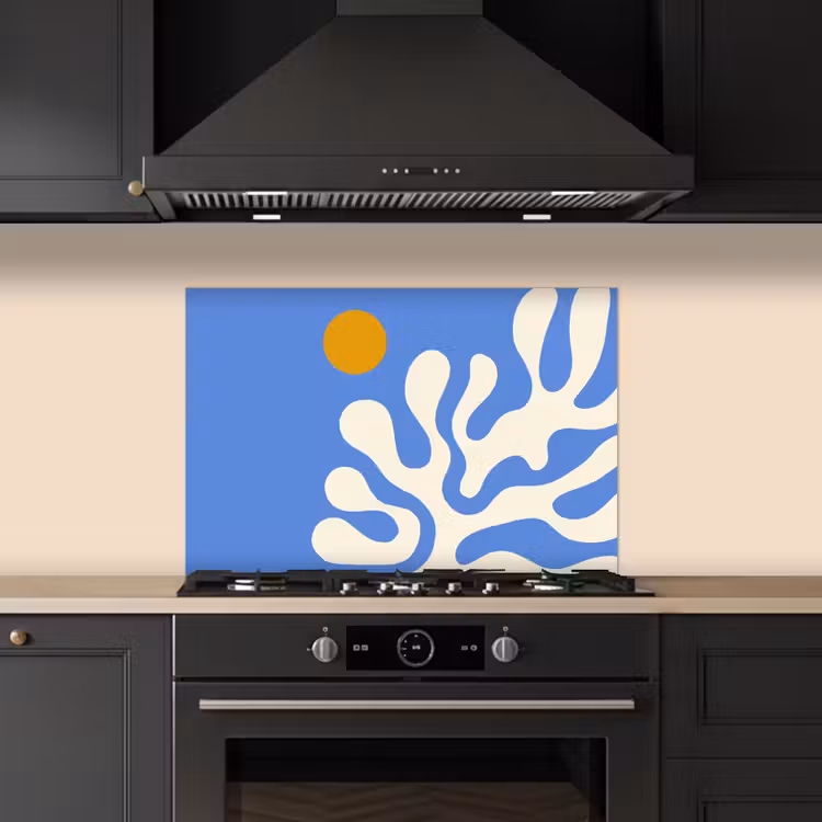 Kitchen splashback for hob - Minimalist - Organic pattern - Blue — 5