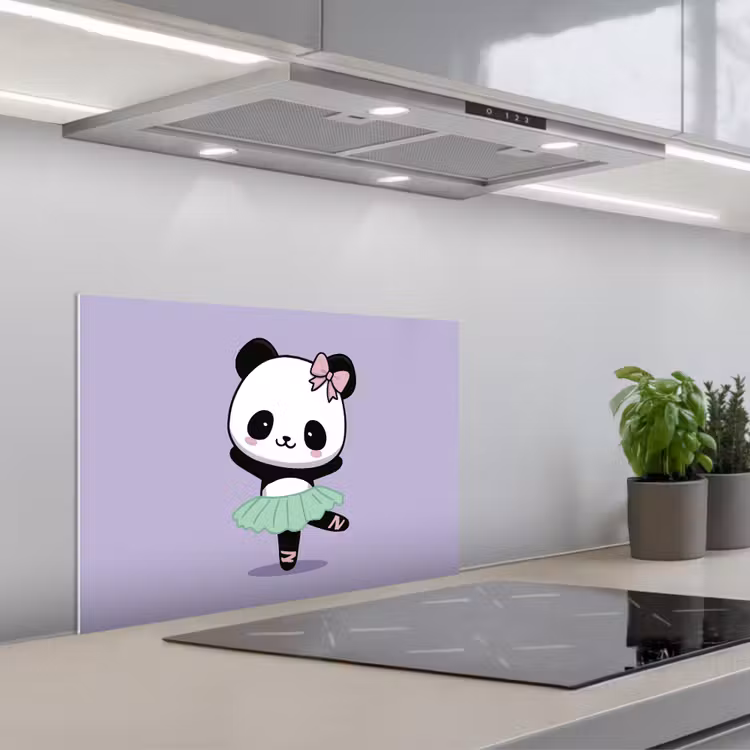 Kitchen splashback for hob - Panda - Purple - Ornate - Kawaii — 1
