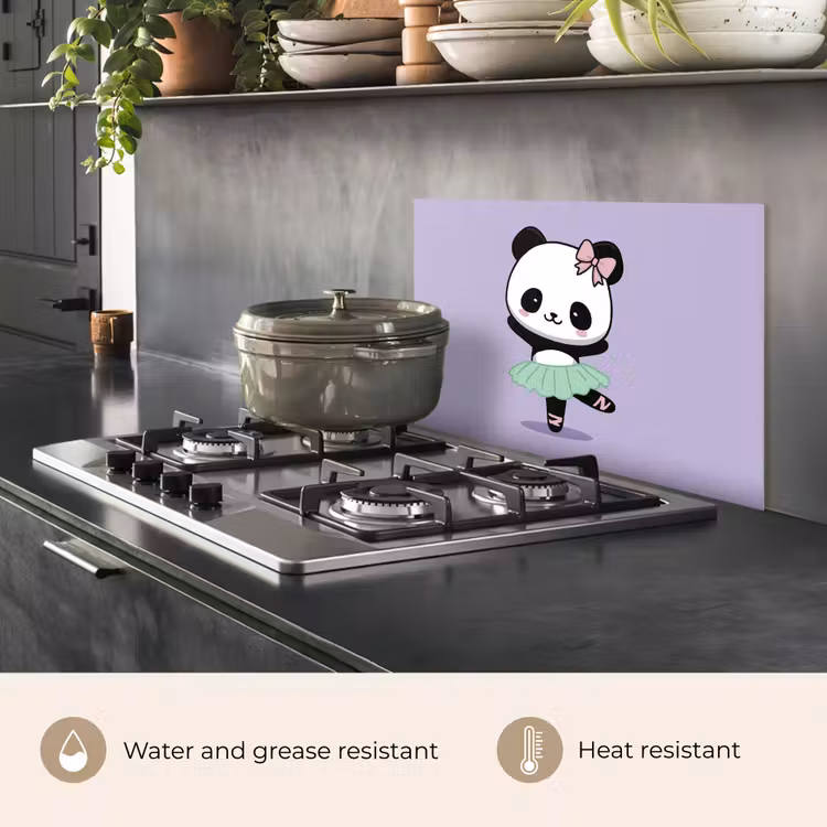 Kitchen splashback for hob - Panda - Purple - Ornate - Kawaii — 2