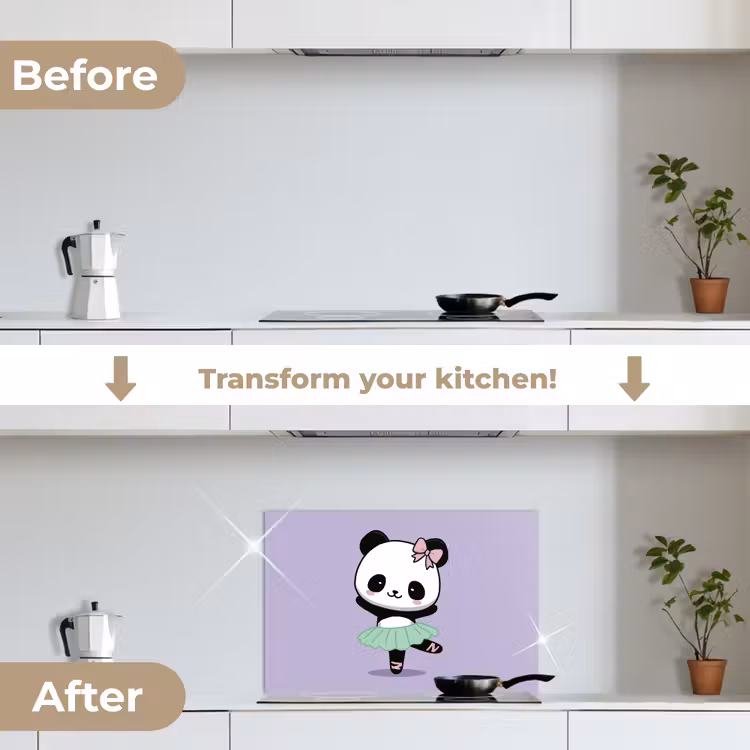 Kitchen splashback for hob - Panda - Purple - Ornate - Kawaii — 7