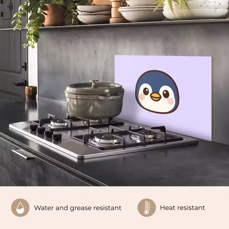 Kitchen splashback for hob - Penguin - Purple - Cute — 2