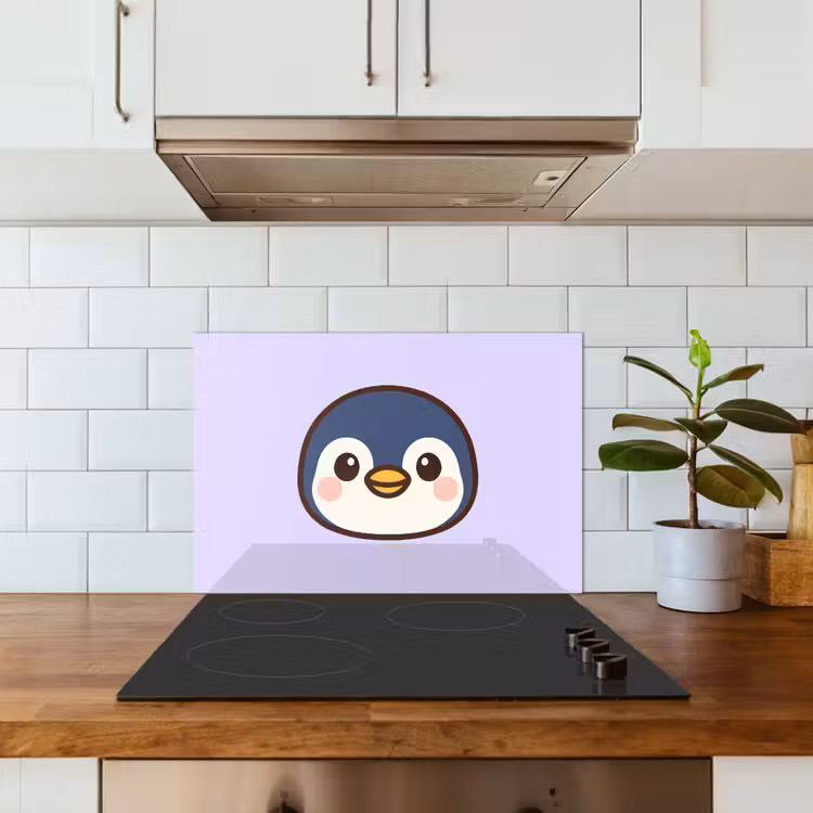 Kitchen splashback for hob - Penguin - Purple - Cute — 3