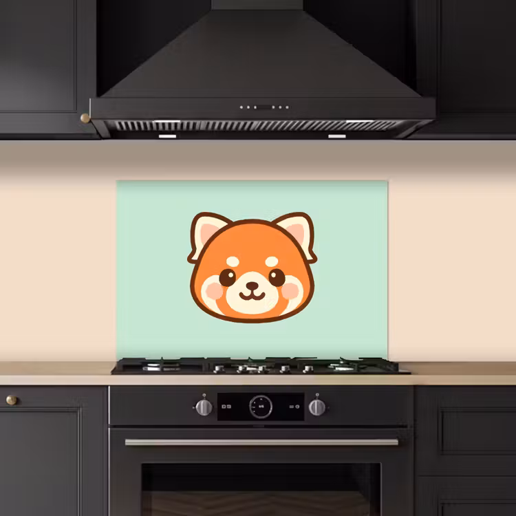 Kitchen splashback for hob - Red panda - Green - Cartoon — 5