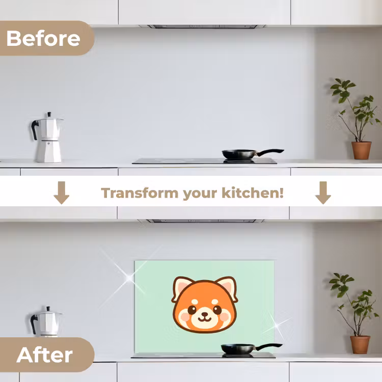 Kitchen splashback for hob - Red panda - Green - Cartoon — 7