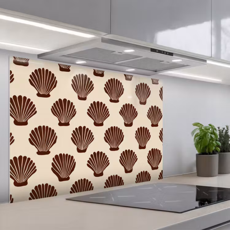 Kitchen splashback for hob - Shells - Brown - Pattern — 1
