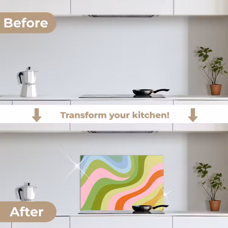Kitchen splashback for hob - Lines - Pastel shades - Wavy — 7