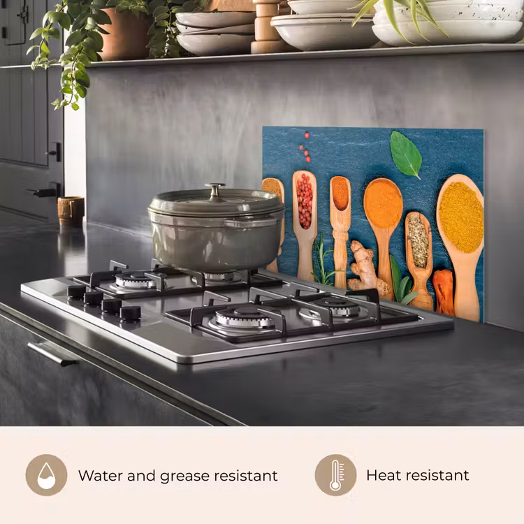 Kitchen splashback for hob - Spoons - Wood - Herbs - Spices — 2
