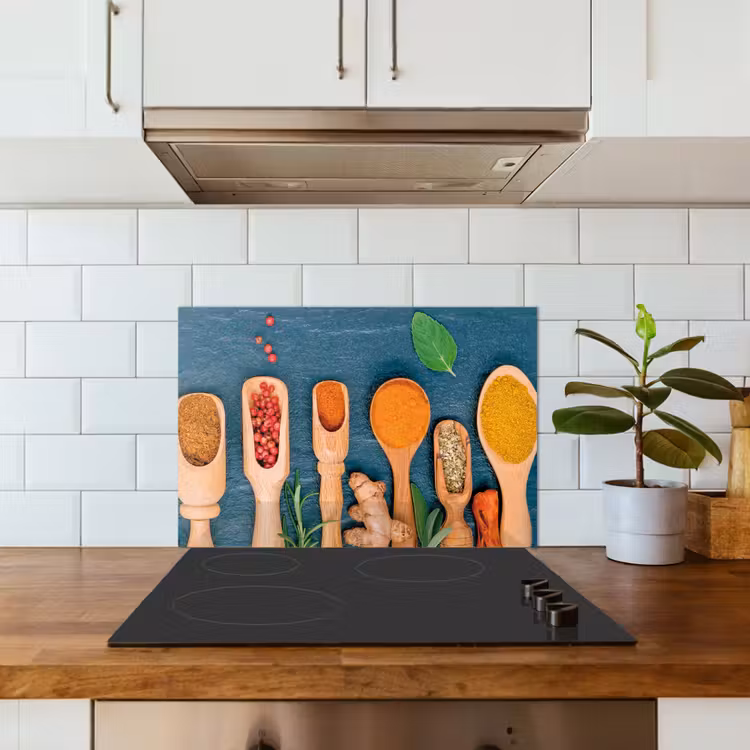 Kitchen splashback for hob - Spoons - Wood - Herbs - Spices — 3
