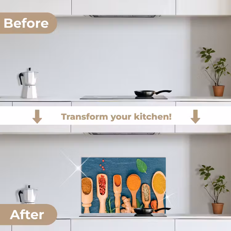 Kitchen splashback for hob - Spoons - Wood - Herbs - Spices — 7