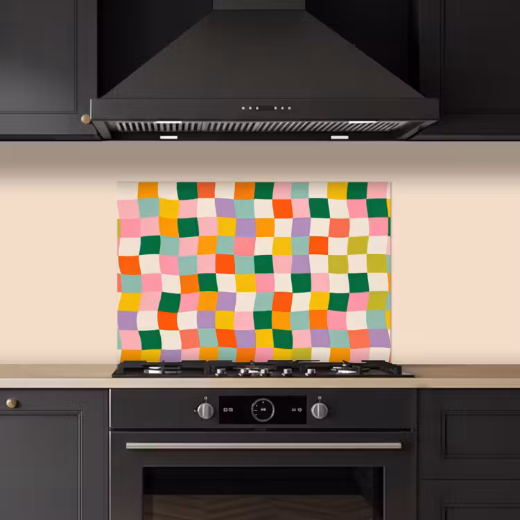 Kitchen splashback for hob - Squares - Colorful - Wavy — 5