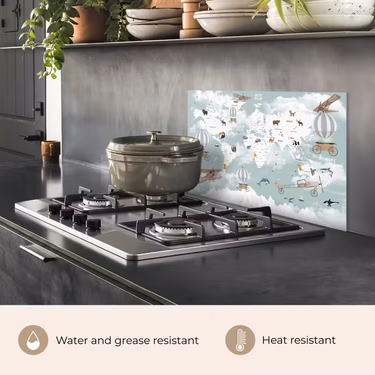 Kitchen splashback for hob - World map - Child - Airplane — 2