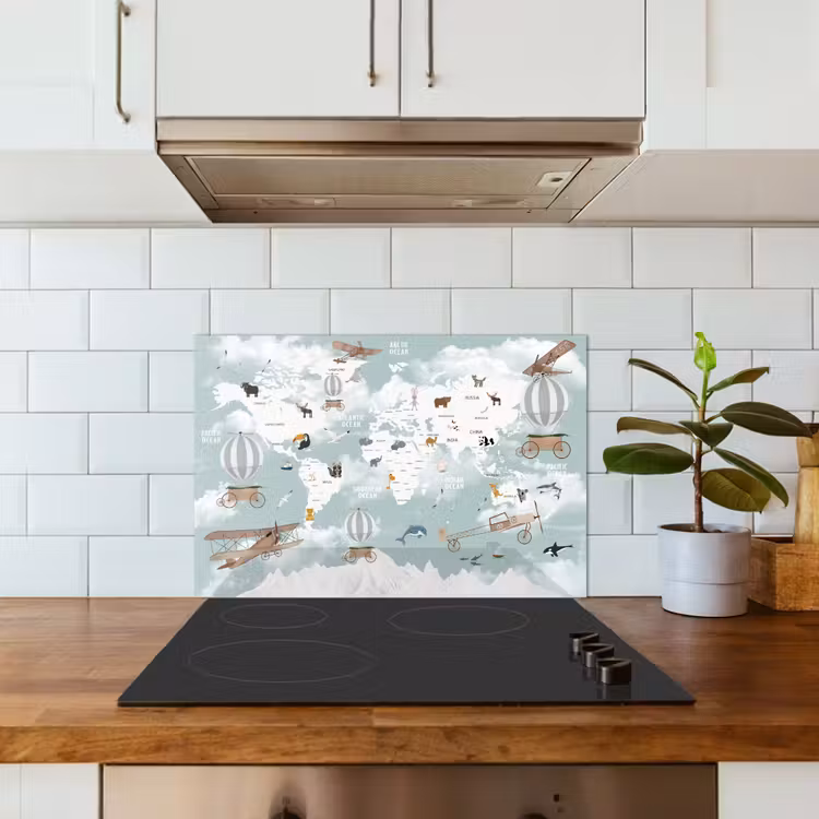 Kitchen splashback for hob - World map - Child - Airplane — 3