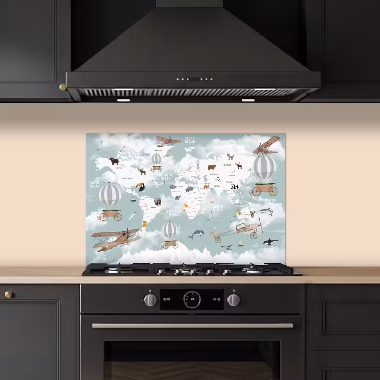 Kitchen splashback for hob - World map - Child - Airplane — 5