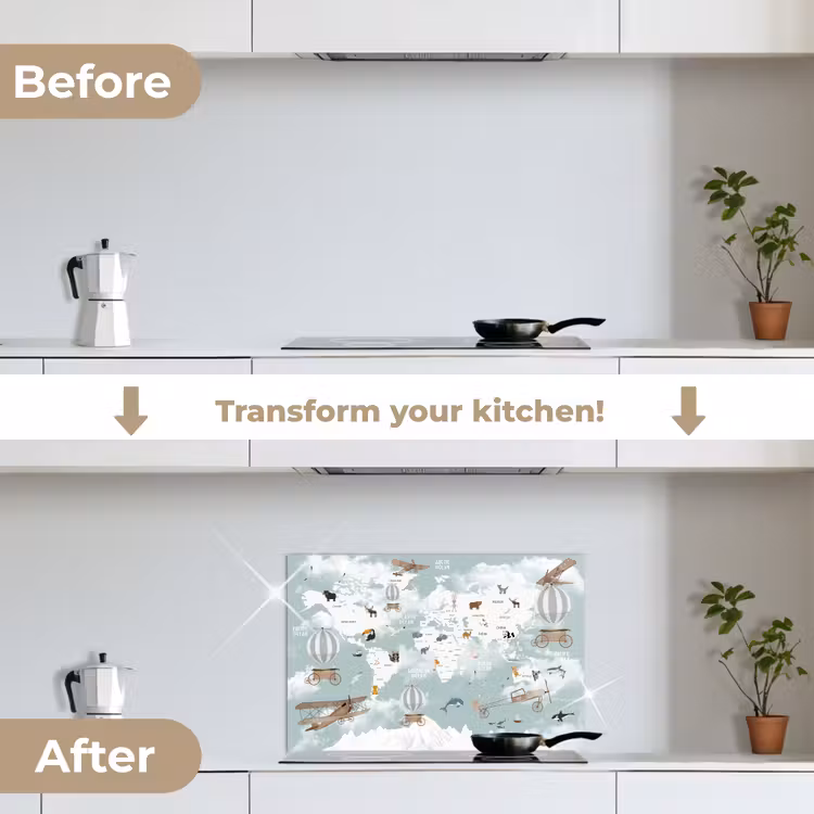 Kitchen splashback for hob - World map - Child - Airplane — 7