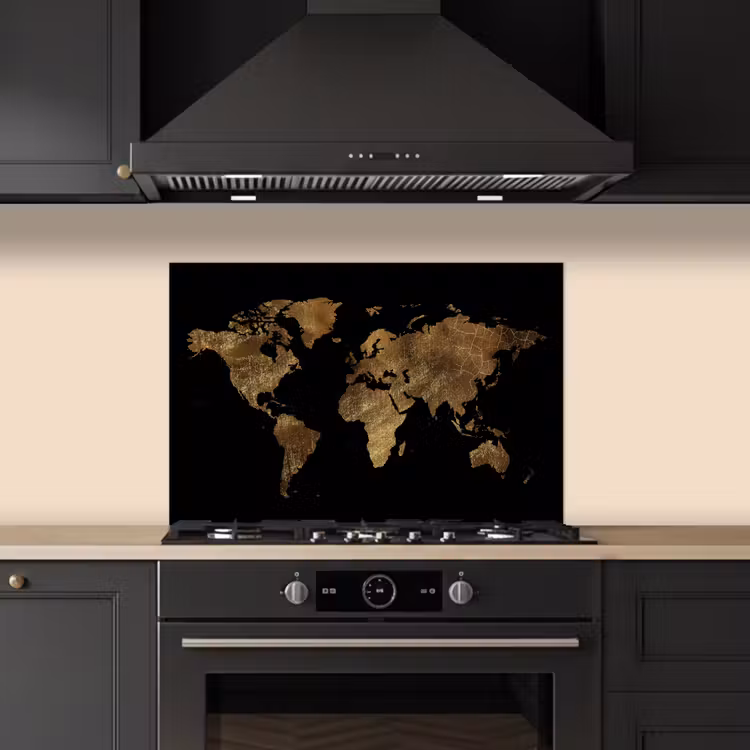 Kitchen splashback for hob - World map - Gold - Luxury - Earth - Black — 5