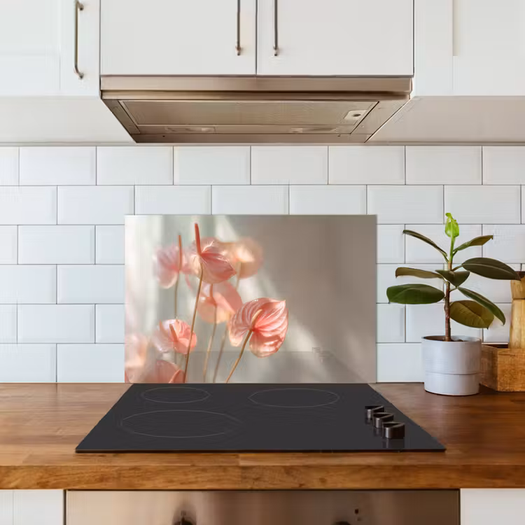 Kitchen splashback for hob - Flowers - Stems - Pink - Shade — 3