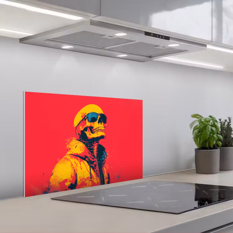 Kitchen splashback for hob - Sunglasses - Skull - Jacket - Red — 1