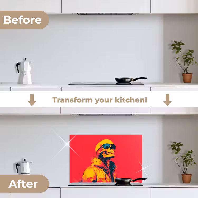 Kitchen splashback for hob - Sunglasses - Skull - Jacket - Red — 7