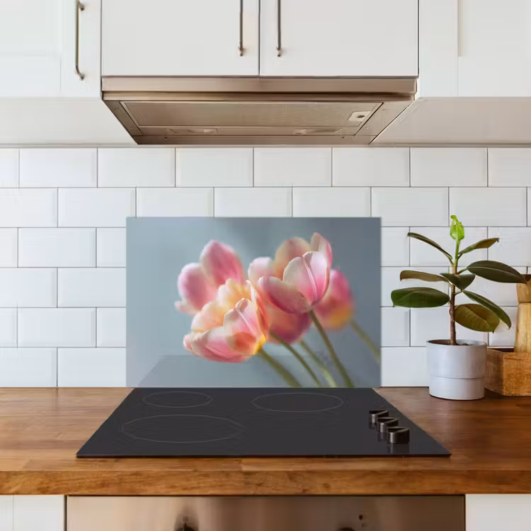 Kitchen splashback for hob - Tulips - Pink - Stems — 3