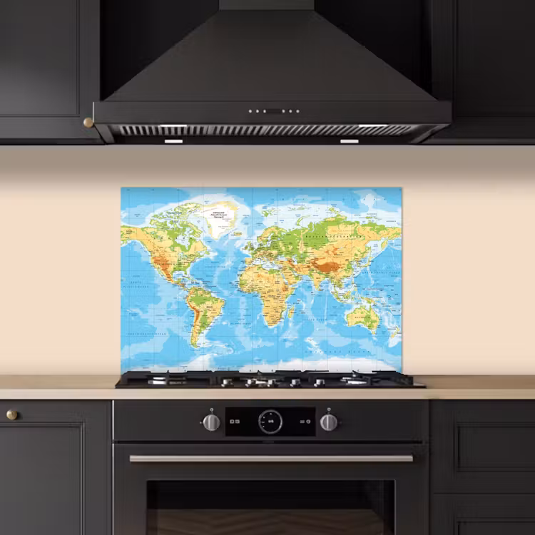 Kitchen splashback for hob - World map - Statistical - Blue - Earth - Educational — 5