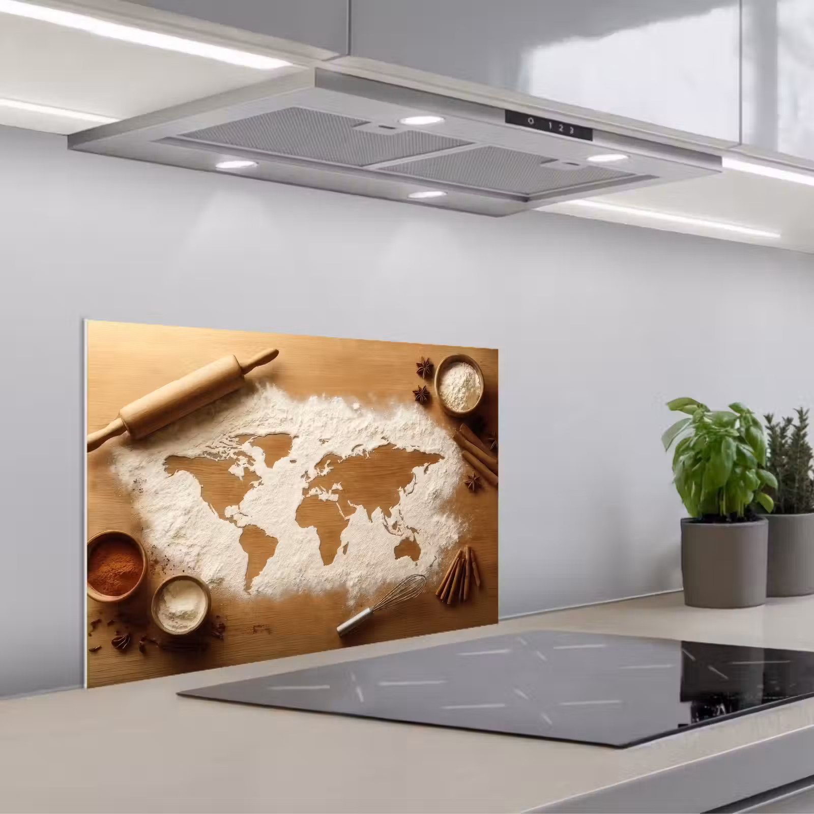 Kitchen splashback for hob - Wood - World map - Baking - Kitchen — 1