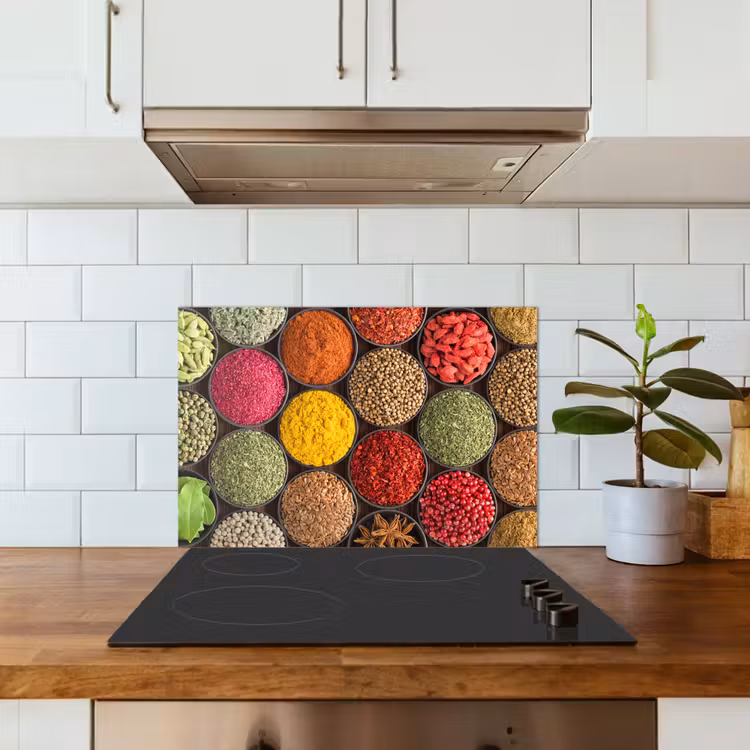 Kitchen splashback for hob - Herbs - Bowls - Colorful - Texture — 3
