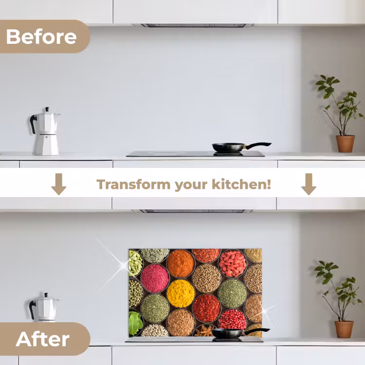 Kitchen splashback for hob - Herbs - Bowls - Colorful - Texture — 7