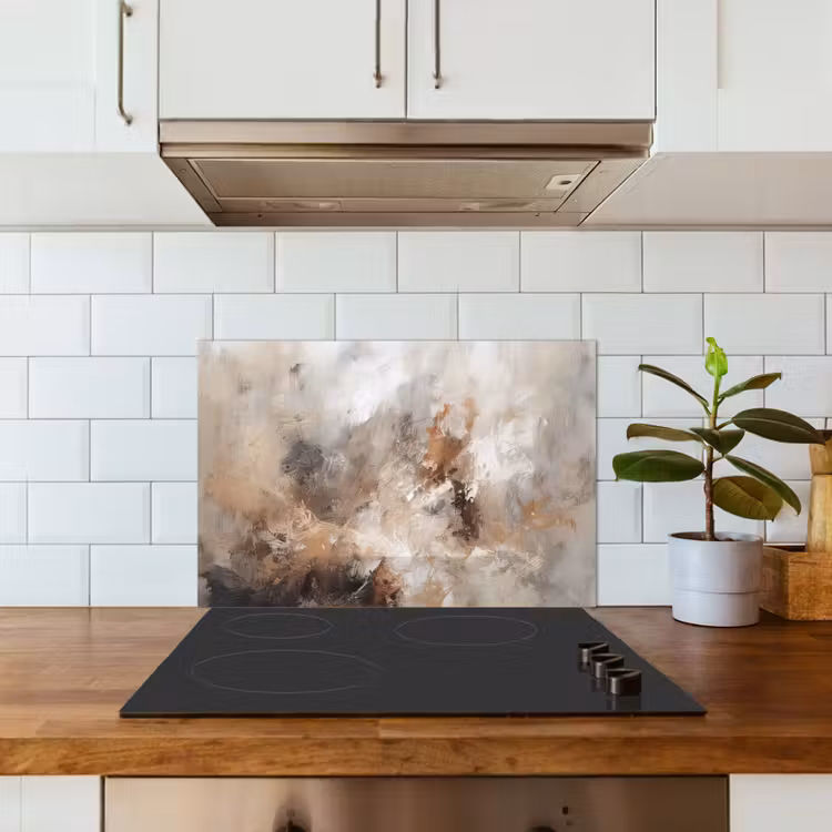 Kitchen splashback for hob - Paint - Abstract - Beige - Art — 3